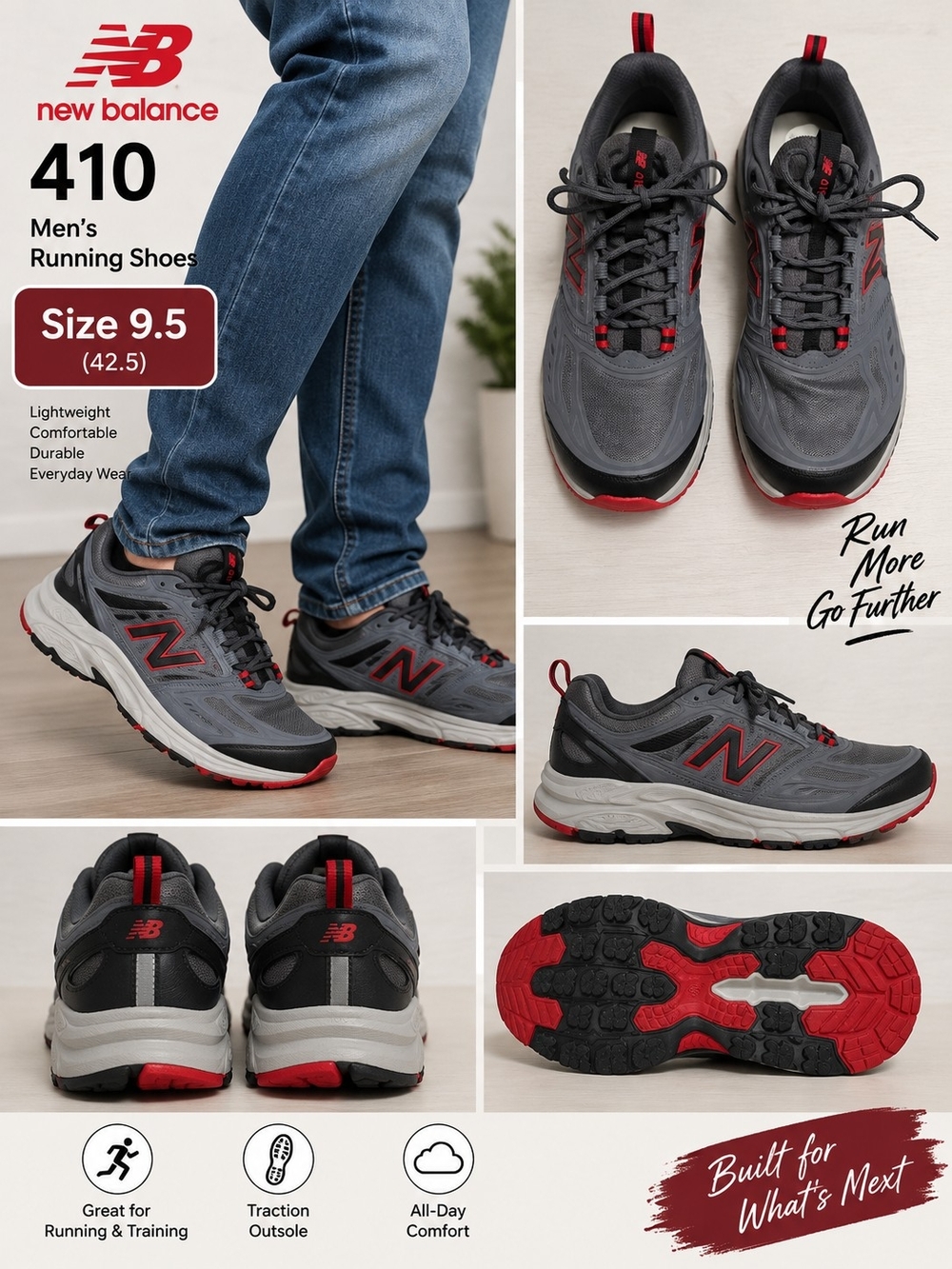 New Balance 410 Men's 9.5 Gray Athletic Running Shoes #33